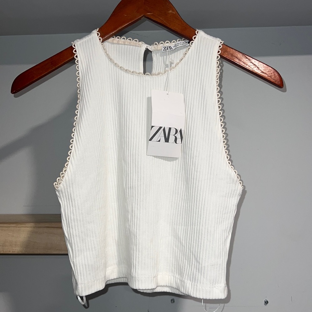 Zara white and cream top NWT